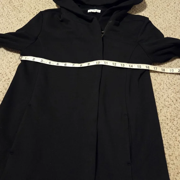 Standard James Perse Hooded Zip Front Sweatshirt Black Pockets Women's Medium - Picture 6 of 9